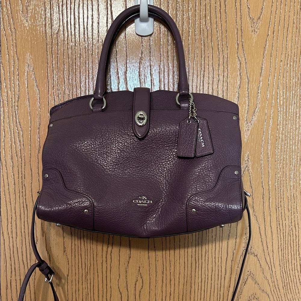 Coach Dark Purple Leather Satchel